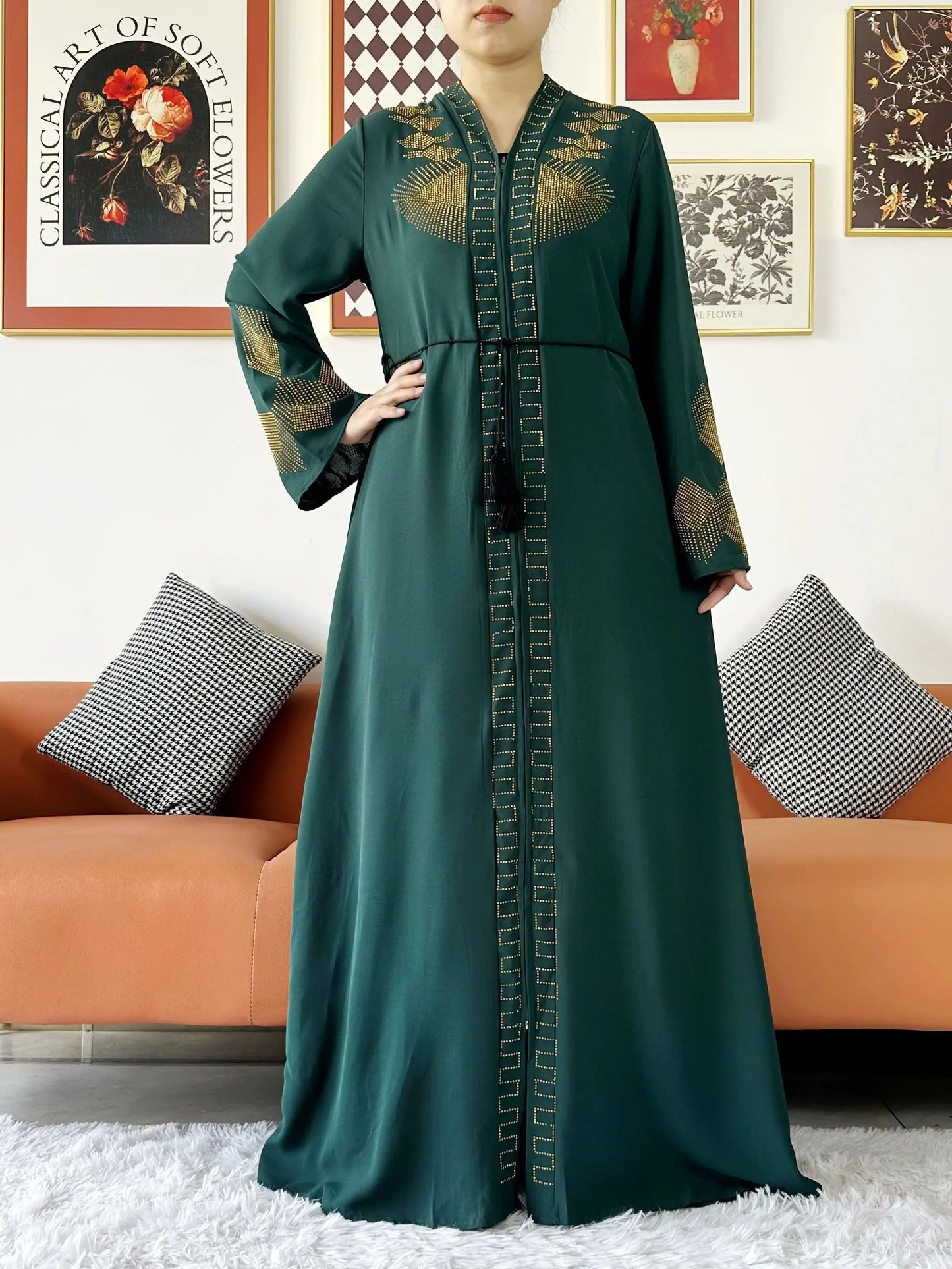 New Women Elegant Dress Chiffon Open Abaya