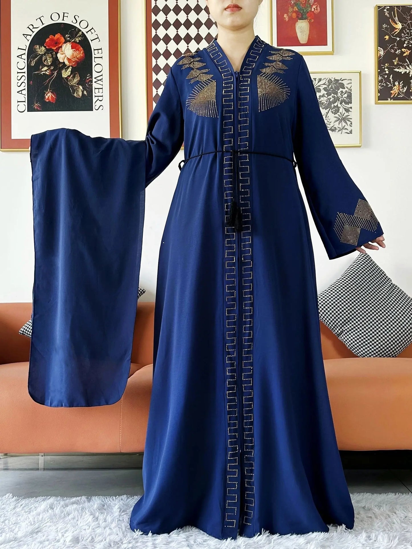 New Women Elegant Dress Chiffon Open Abaya