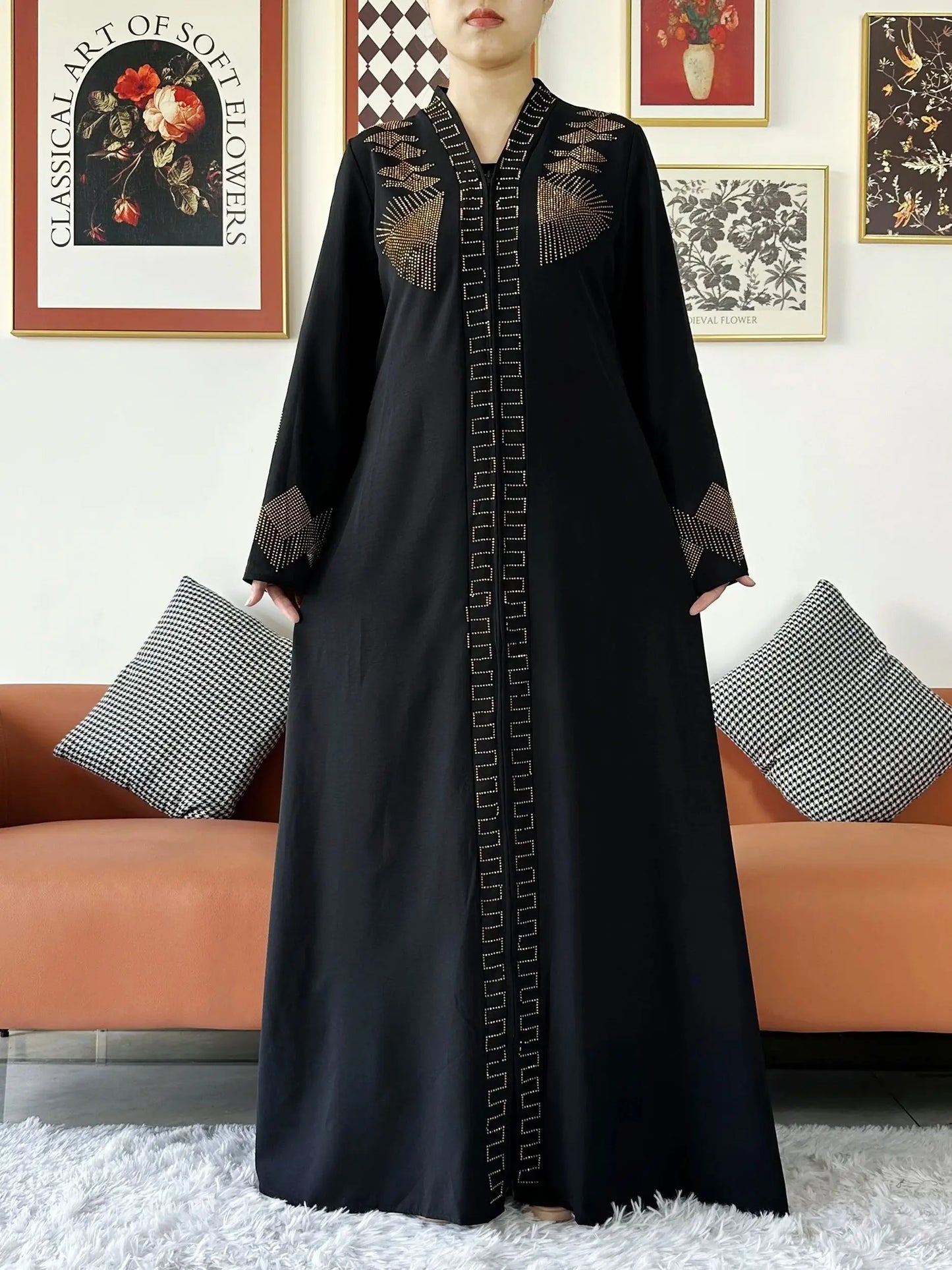 New Women Elegant Dress Chiffon Open Abaya